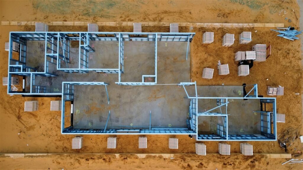 Aerial view of a building under construction